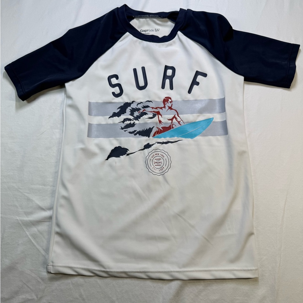 GAP Kids Surf Graphic Rashguard - White and Navy